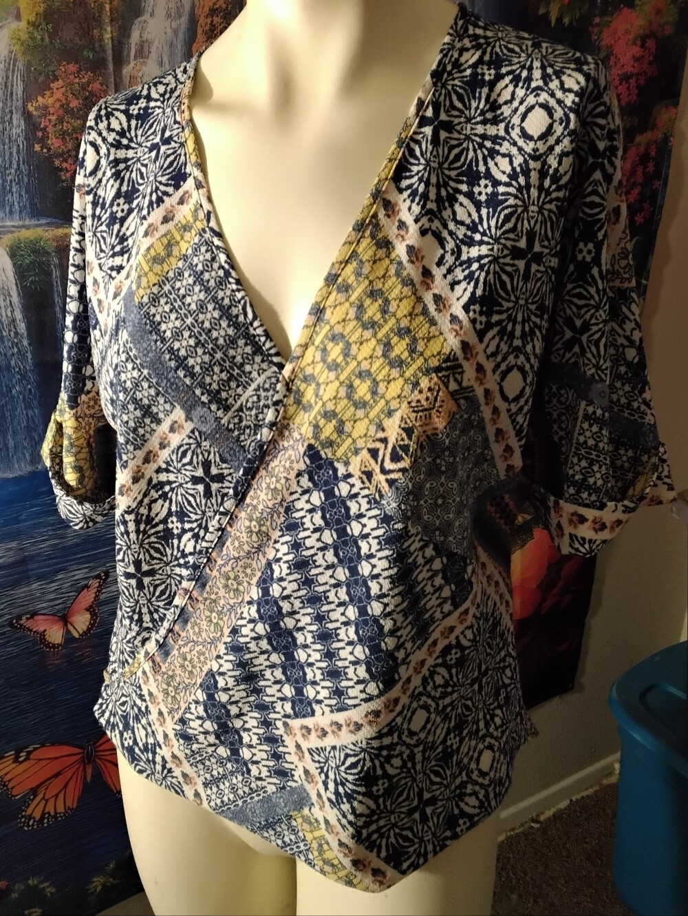Abbeline women’s Size Small Colorful Bohemian High Low blouse top Shirt